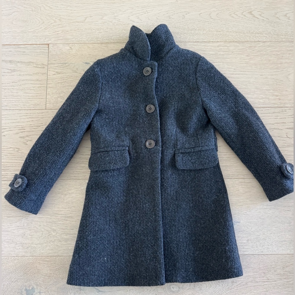 Jacadi Girls Gray Wool blend Pea Coat size 6